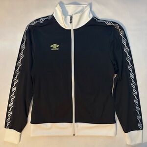Umbro Double Diamond Track Jacket Black White Women M Logo Full Zip
